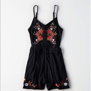 American Eagle Floral Embroidery Romper
